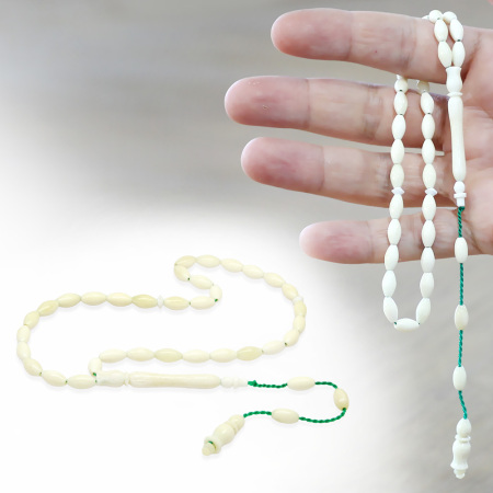 Sistemli Arpa Kesim Naturel Renk Deve Kemiği Tesbih - Tesbihane