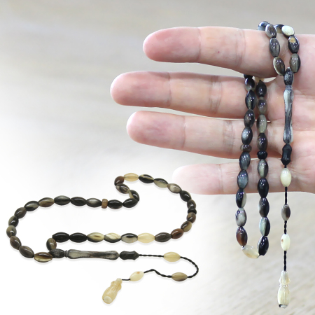 Sistemli Arpa Kesim Naturel Renk Bufalo Boynuzu Tesbih - Tesbihane