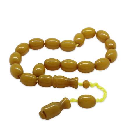 Sistemli Arpa Kesim Sarı İp Detaylı Bal Rengi Ateş Kehribar Efe Tesbih - Tesbihane