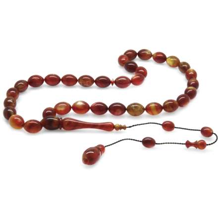 Sistemli Arpa Kesim Sedefli Sarı Kırmızı Colorful Katalin Tesbih - Tesbihane