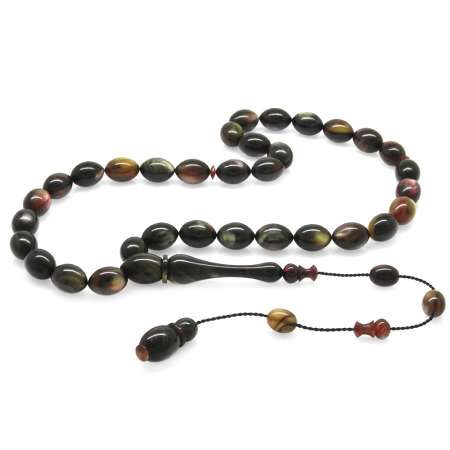 Sistemli Arpa Kesim Sedefli Siyah Sarı Renkli Colorful Katalin Tesbih - Tesbihane