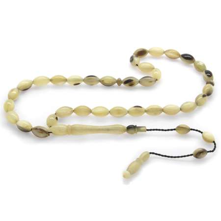 Sistemli Arpa Kesim Siyah Beyaz Renk Koç Boynuzu Tesbih - Tesbihane