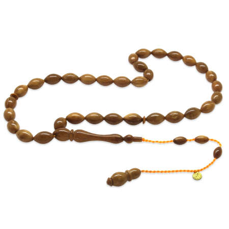 Sistemli Dalgıç Usta Kumpas İşçilikli Arpa Kesim Koleksiyonluk Kahverengi Kuka Tesbih - Tesbihane