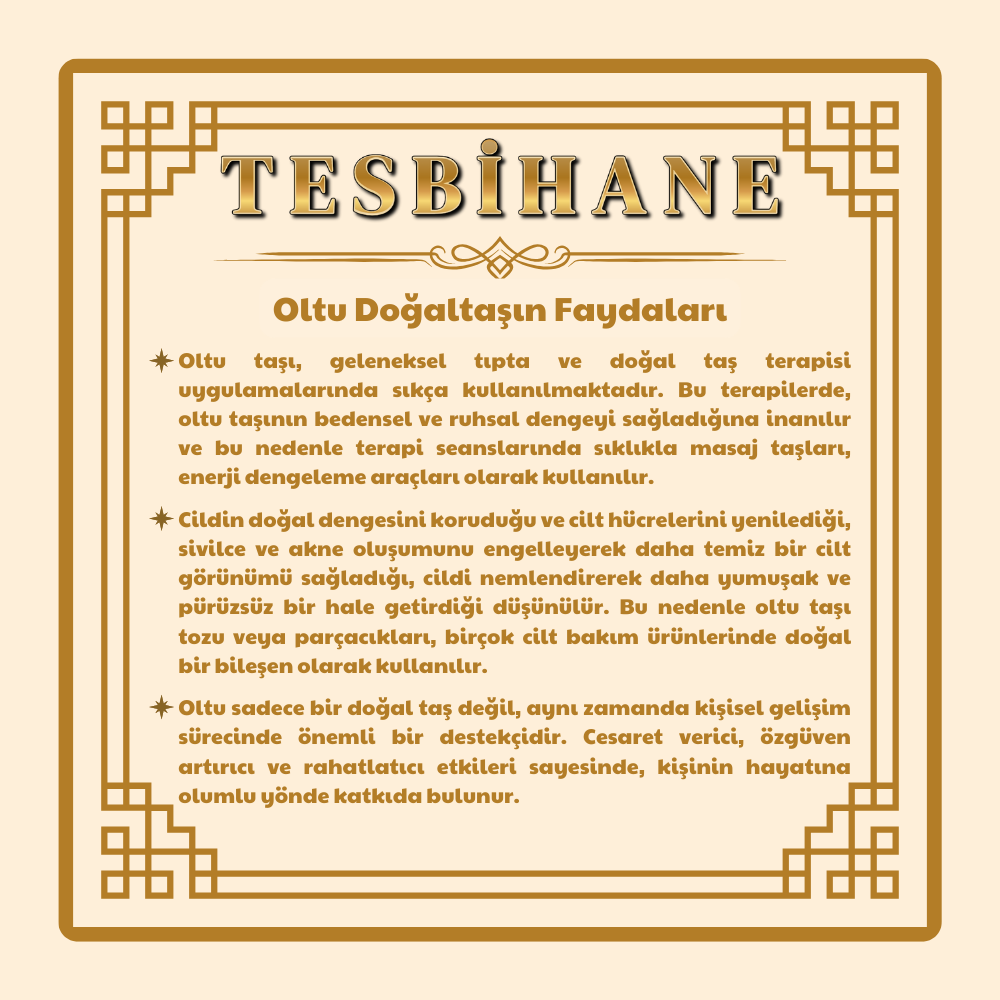 Sistemli Her Bir Tanesi Kumpas İşçilikli Kapsül Kesim Erzurum Oltu Taşı Tesbih - 2