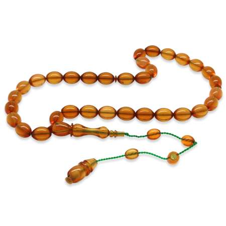 Sistemli Her Bir Tanesi Usta İşçilikli Arpa Kesim Safran Sarı Katalin Tesbih - Tesbihane