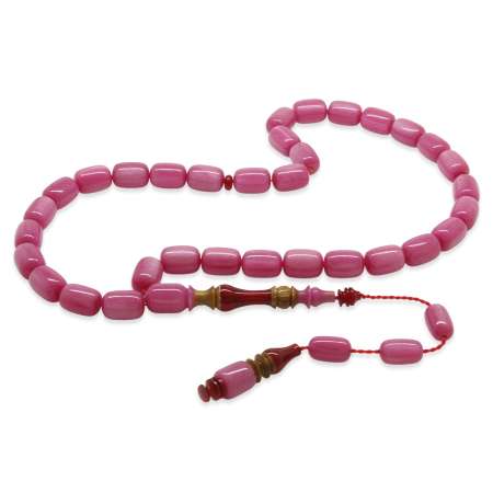 Sistemli Her Tanesi Usta İşçilikli İmame Hitame Kuka Kapsül Kesim Sedefli Gül Kurusu Katalin Tesbih - Tesbihane