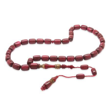 Sistemli Her Tanesi Usta İşçilikli Hitame İmame Kuka Kapsül Kesim Sedefli Kırmızı Katalin Tesbih - Tesbihane