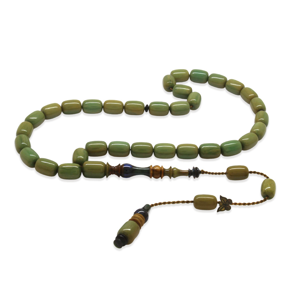 Sistemli Her Tanesi Usta İşçilikli İmame Hitame Kuka Kapsül Kesim Turkuaz Mavi Katalin Tesbih - 4