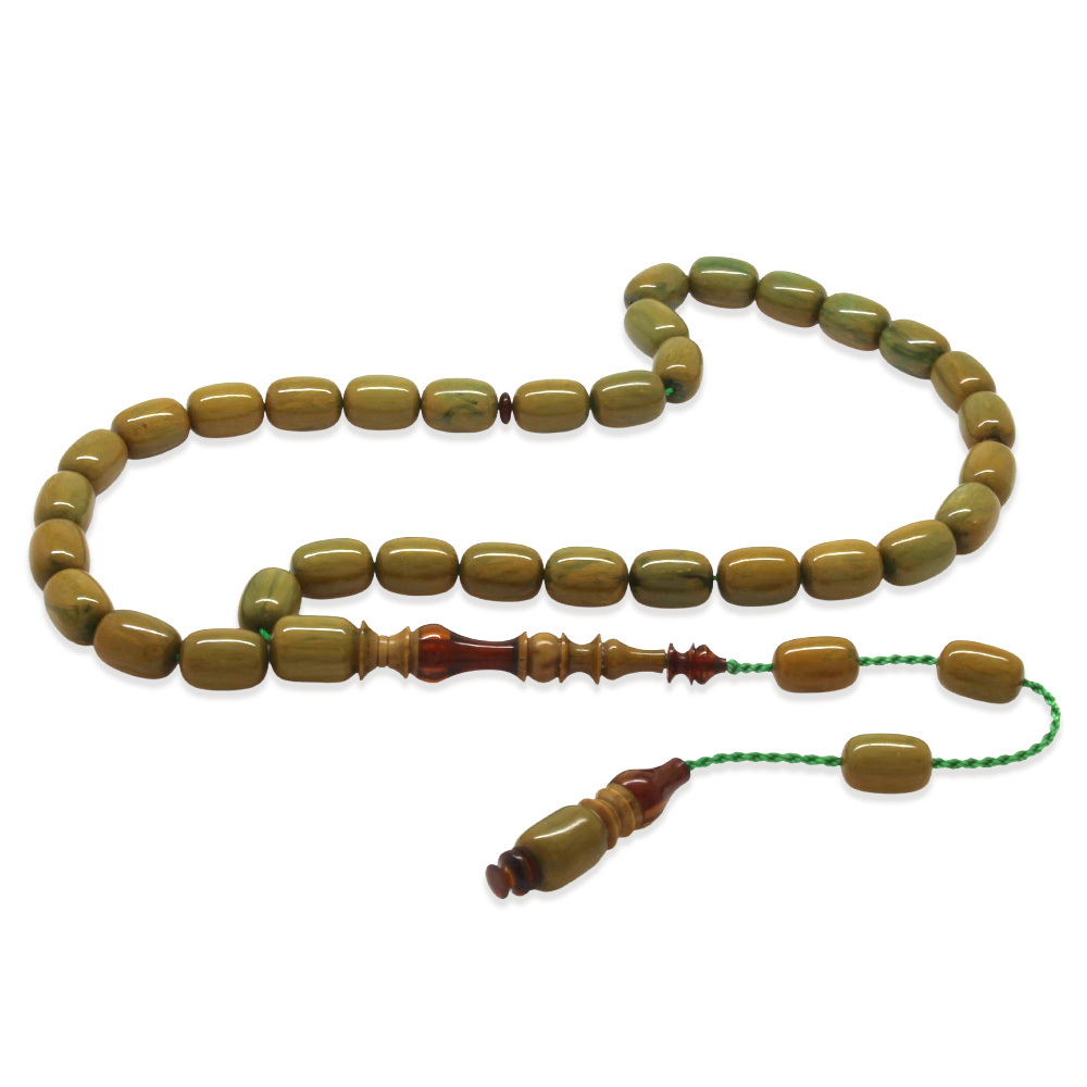 Sistemli Her Tanesi Usta İşçilikli İmame Hitame Kuka Kapsül Kesim Turkuaz Yeşil Katalin Tesbih - 4