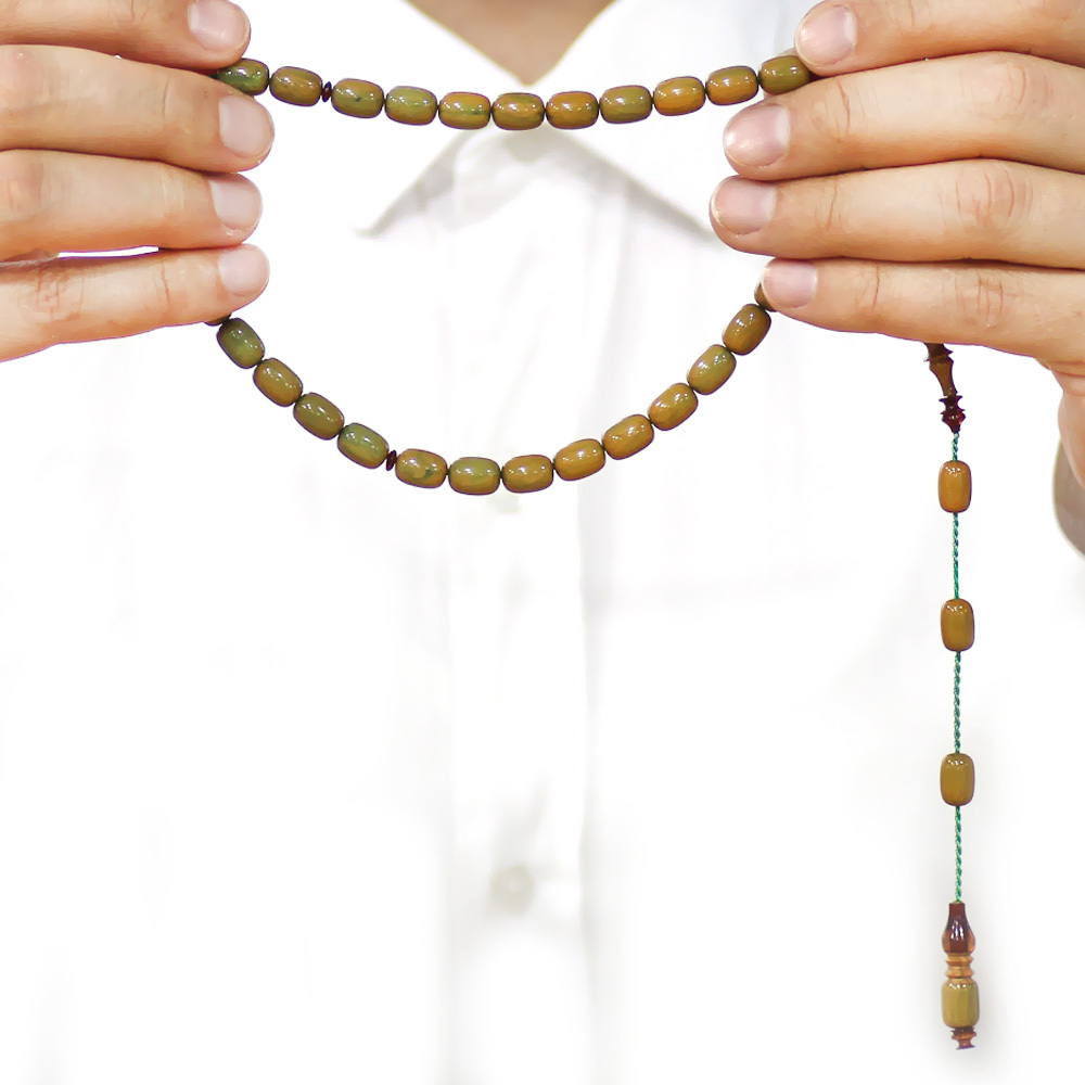 Sistemli Her Tanesi Usta İşçilikli İmame Hitame Kuka Kapsül Kesim Turkuaz Yeşil Katalin Tesbih - 3