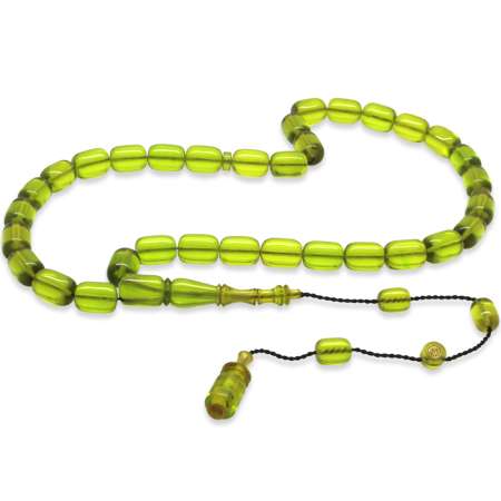 Sistemli Her Bir Tanesi Usta işçilikli Kapsül Kesim Buğday Rengi Çubuk Sıkma Kehribar Tesbih - Tesbihane