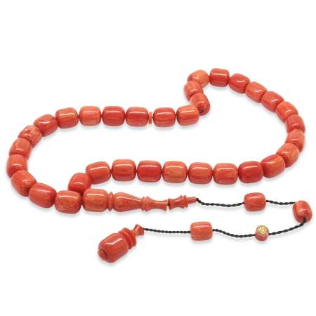 Sistemli Her Bir Tanesi Usta İşçilikli Kapsül Kesim Gül Kurusu Katalin Tesbih - Tesbihane