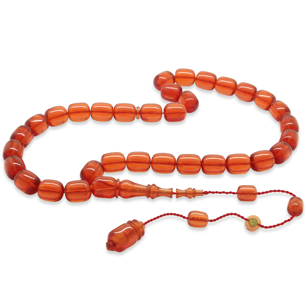 Sistemli Her Bir Tanesi Usta İşçilikli Kapsül Kesim Soft Kırmızı Katalin Tesbih - 1