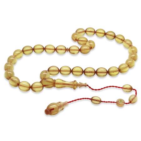 Sistemli Her Bir Tanesi Usta İşçilikli Özel Kesim Soft Sarı Katalin Tesbih - Tesbihane