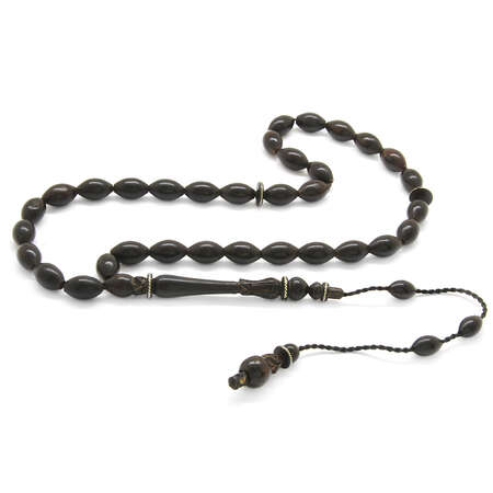 Sistemli Her Tanesi Kumpas İşçilikli Arpa Kesim Rüstem Duman Usta İşçiliği Kolleksiyonluk Abanoz Tesbih - Tesbihane