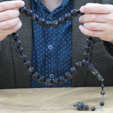 Sistemli İmamesi İşçiliki Küre Kesim İri Boy Kolleksiyonluk Bufalo Boynuzu Tesbih - Tesbihane