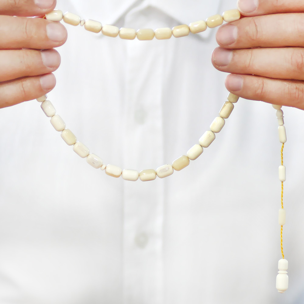 Sistemli İmamesi İşçilikli Kapsül Kesim Doğal Renk Deve Kemiği Tesbih - 3