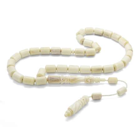 Sistemli İmamesi İşçilikli Kapsül Kesim Doğal Renk Deve Kemiği Tesbih - Tesbihane