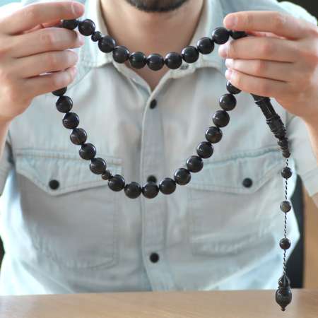 Sistemli İmamesi Minare İşçilikli Küre Kesim Maxi Boy Bufalo Boynuzu Tesbih - Tesbihane