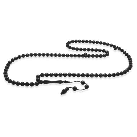 Sistemli İstanbul Kesim 99 Taneli Siyah Renk Kuka Namaz Tesbihi - Tesbihane