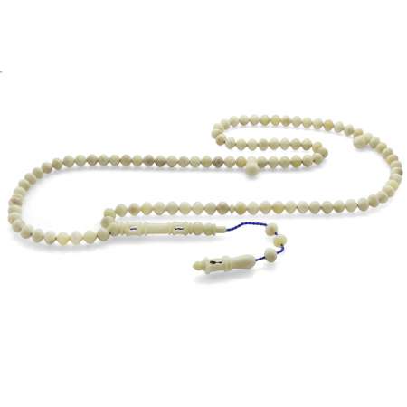 Sistemli İstanbul Kesim Minare İmameli Naturel Renk 99 Taneli Deve Kemiği Namaz Tesbihi - Tesbihane