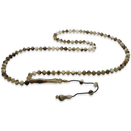 Sistemli İstanbul Kesim Naturel Renk 99 Taneli Bufalo Boynuzu Namaz Tesbihi - Tesbihane