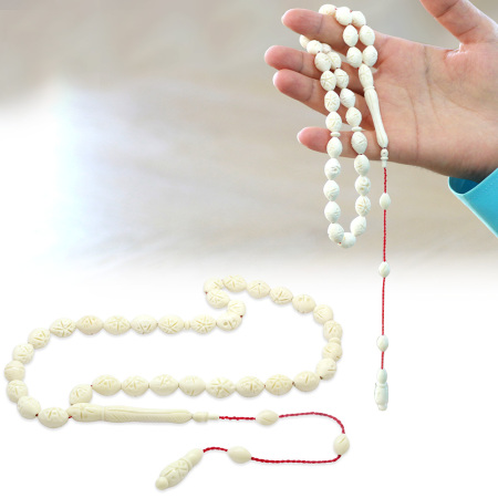 Sistemli Kalem İşçilikli Özel Kesim Deve Kemiği Tesbih - Tesbihane