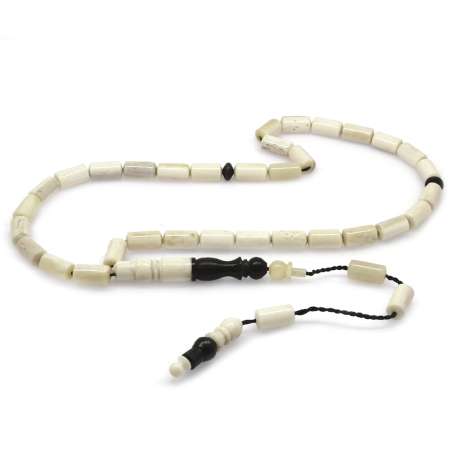 Sistemli Kapsül Kesim Abanoz Kombinasyonlu Naturel Deve Kemiği Tesbih - Tesbihane