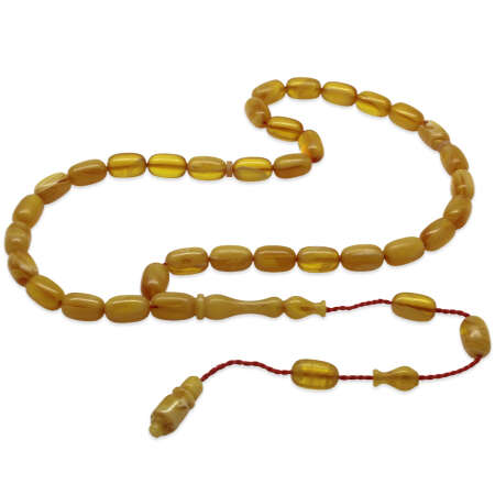 Sistemli Kapsül Kesim Bala Beyaz Renk Ateş Kehribar Tesbih - Tesbihane