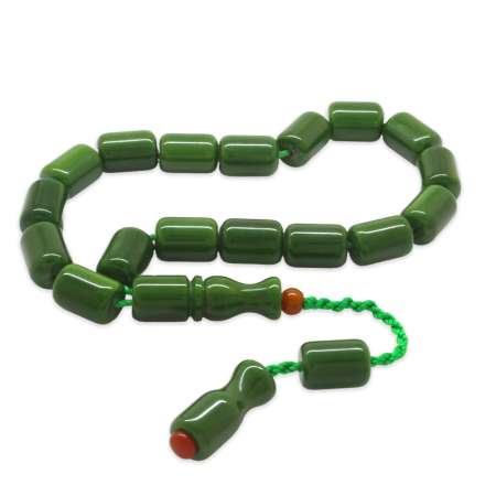 Sistemli Kapsül Kesim Maxi Boy Asker Yeşili Ateş Kehribar Efe Tesbih - Tesbihane