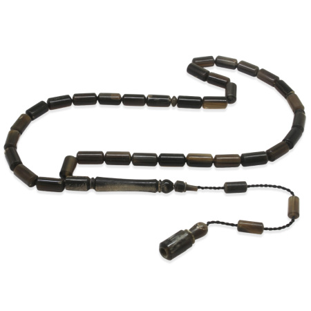 Sistemli Kapsül Kesim Naturel Renk Bufalo Boynuzu Tesbih - Tesbihane