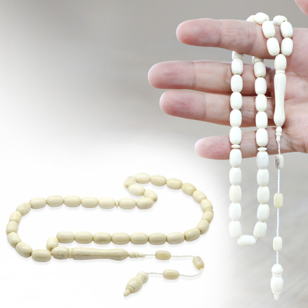 Sistemli Kapsül Kesim Naturel Renk Deve Kemiği Tesbih - Tesbihane