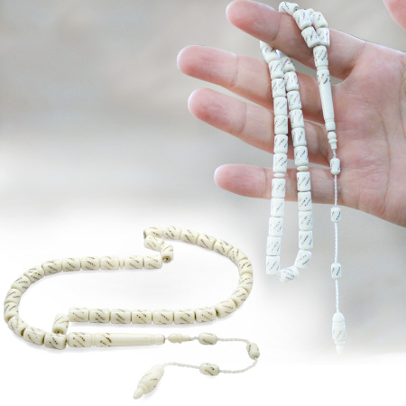 Sistemli Kapsül Kesim Pirinç İşlemeli Deve Kemiği Tesbih - Tesbihane