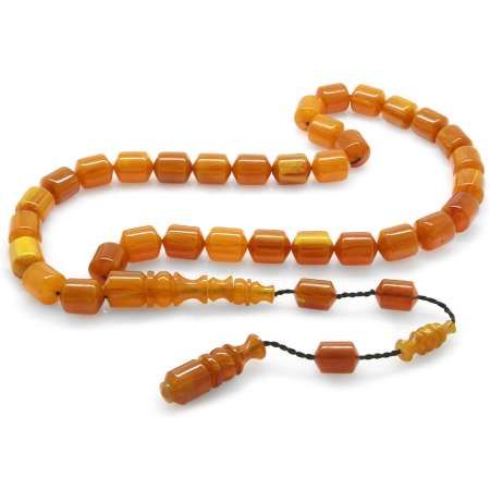 Sistemli Uçlu Kapsül Kesim Turuncu Kanayan Bağa Tesbih - Tesbihane