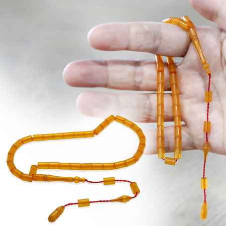 Sistemli Kesme Kesim Mini Boy Turuncu Ateş Kehribar Tesbih - Tesbihane