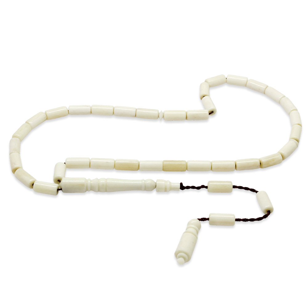 Sistemli Kesme Kesim Naturel Renk Deve Kemiği Tesbih - 5