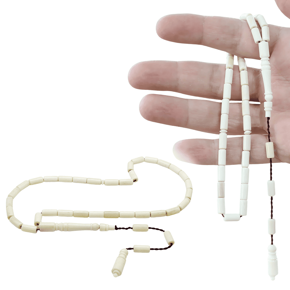 Sistemli Kesme Kesim Naturel Renk Deve Kemiği Tesbih - 1