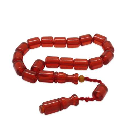 Sistemli İp Detaylı Kapsül Kesim Bayrak Kırmızı Ateş Kehribar Efe Tesbih - Tesbihane