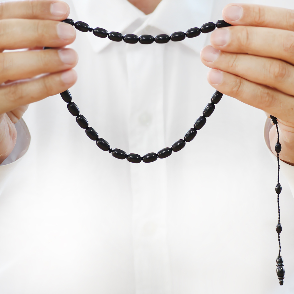 Sistemli Kolye Kesim Siyah Kuka Tesbih - 4