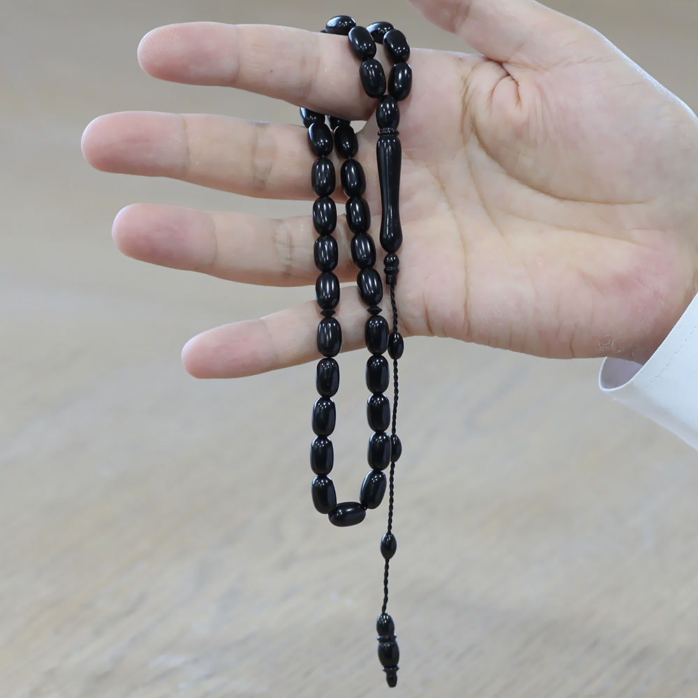 Sistemli Kolye Kesim Siyah Kuka Tesbih - 3