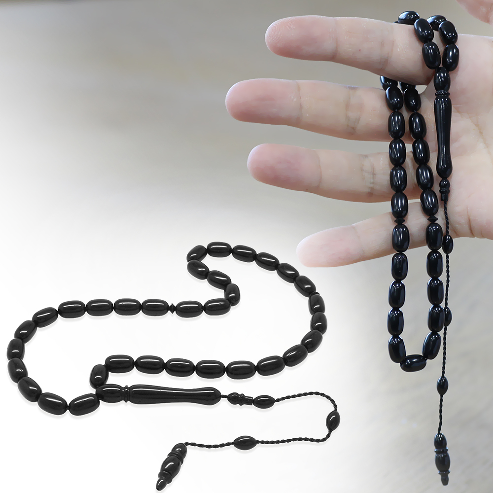 Sistemli Kolye Kesim Siyah Kuka Tesbih - 1