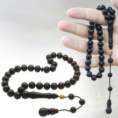 Sistemli Küre Kesim Abanoz Ağacı Tesbih - Tesbihane