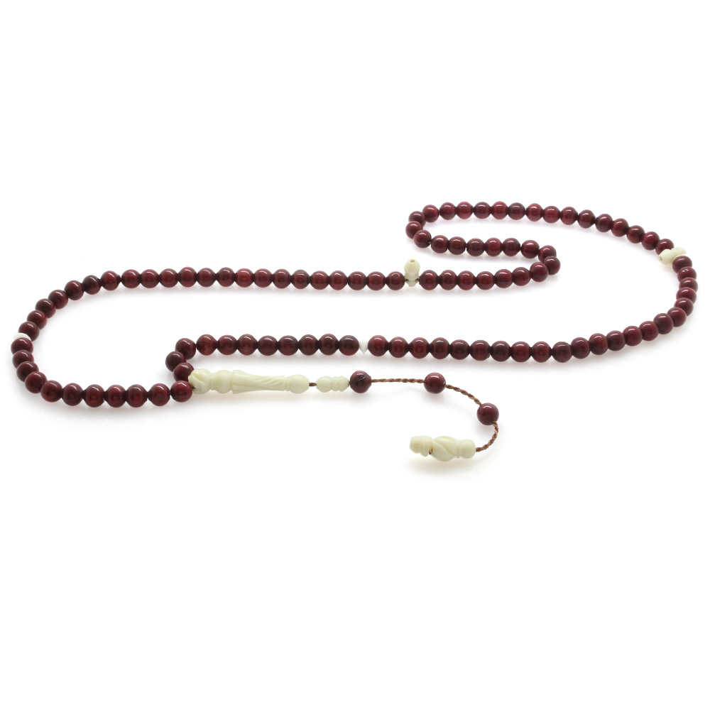 Sistemli Küre Kesim Deve Kemiği İmameli Koyu Renk 99 Taneli Kuka Namaz Tesbihi - 1