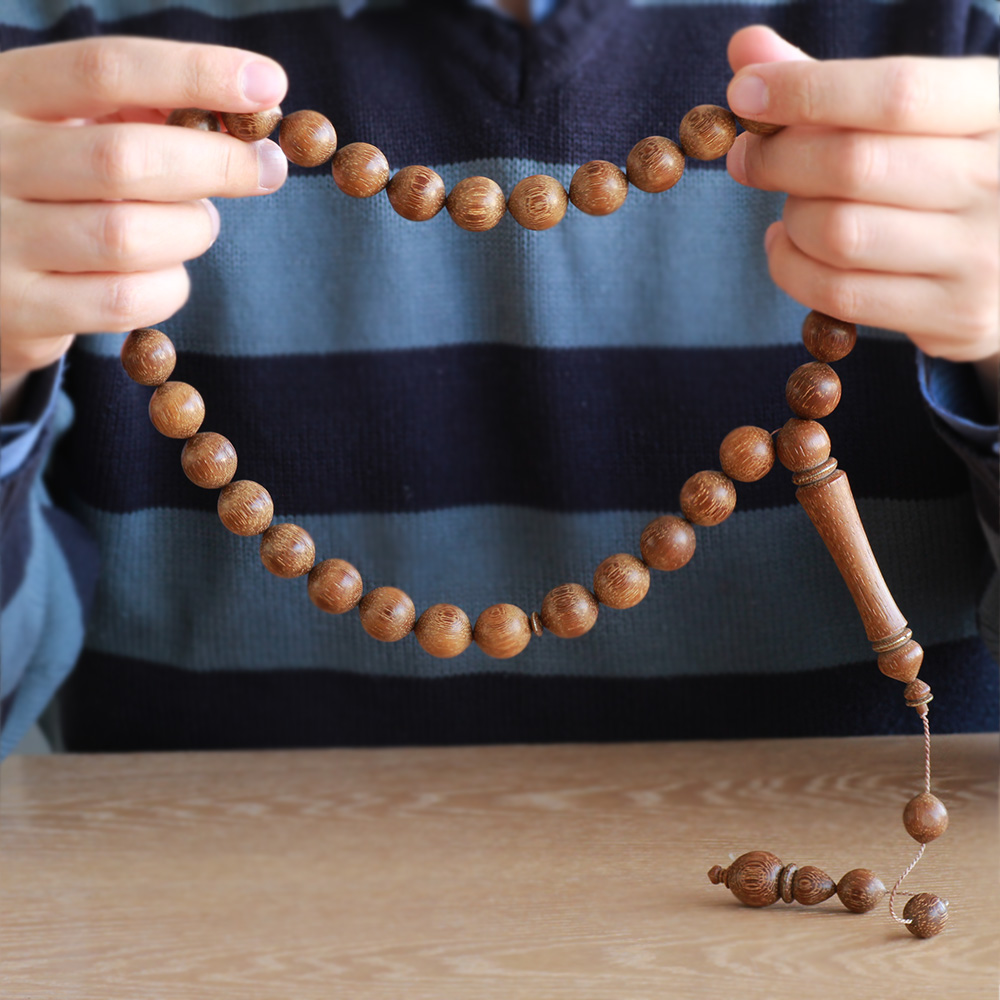 Sistemli Her Tanesi Kumpas İşçilikli İri Boy Küre Kesim Kolleksiyonluk Azobe Ağacı Tesbih - 1