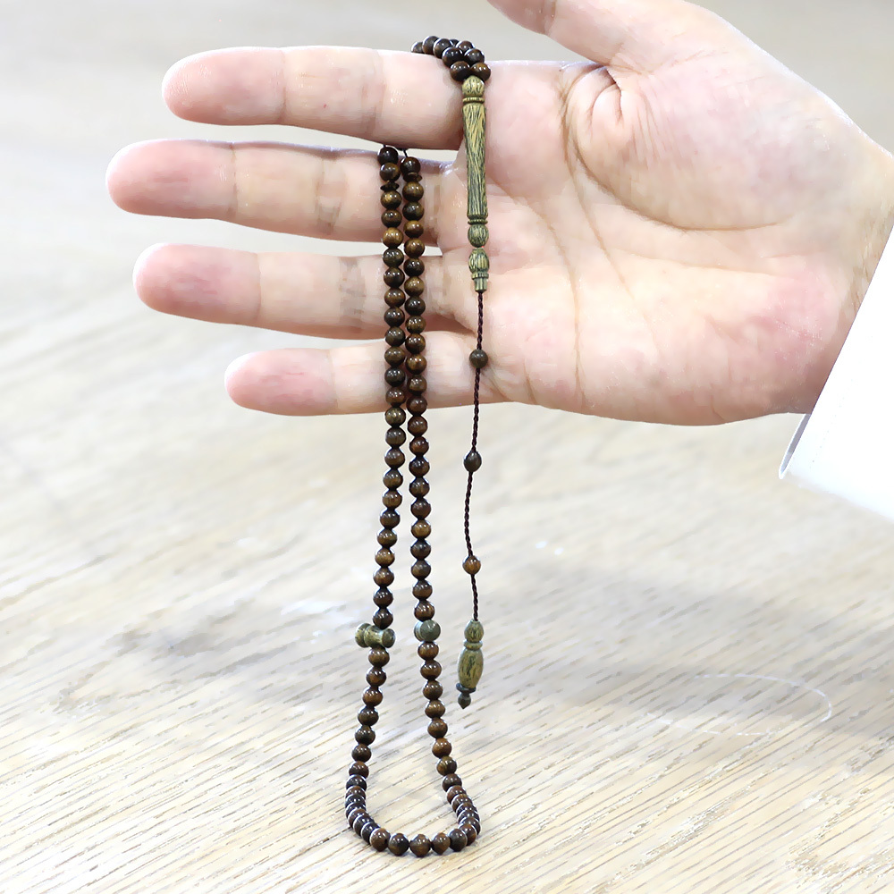 Sistemli Küre Kesim Kahverengi 99 Taneli Pelesenk Namaz Tesbihi - 3