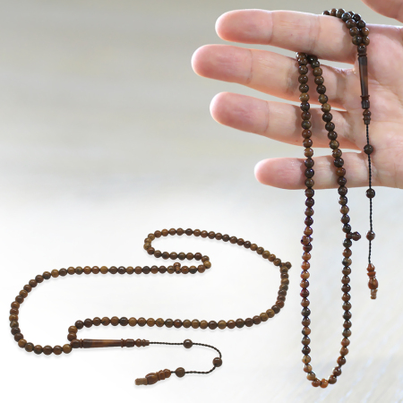 Sistemli Küre Kesim Kahverengi 99 Taneli Kuka Namaz Tesbihi - Tesbihane