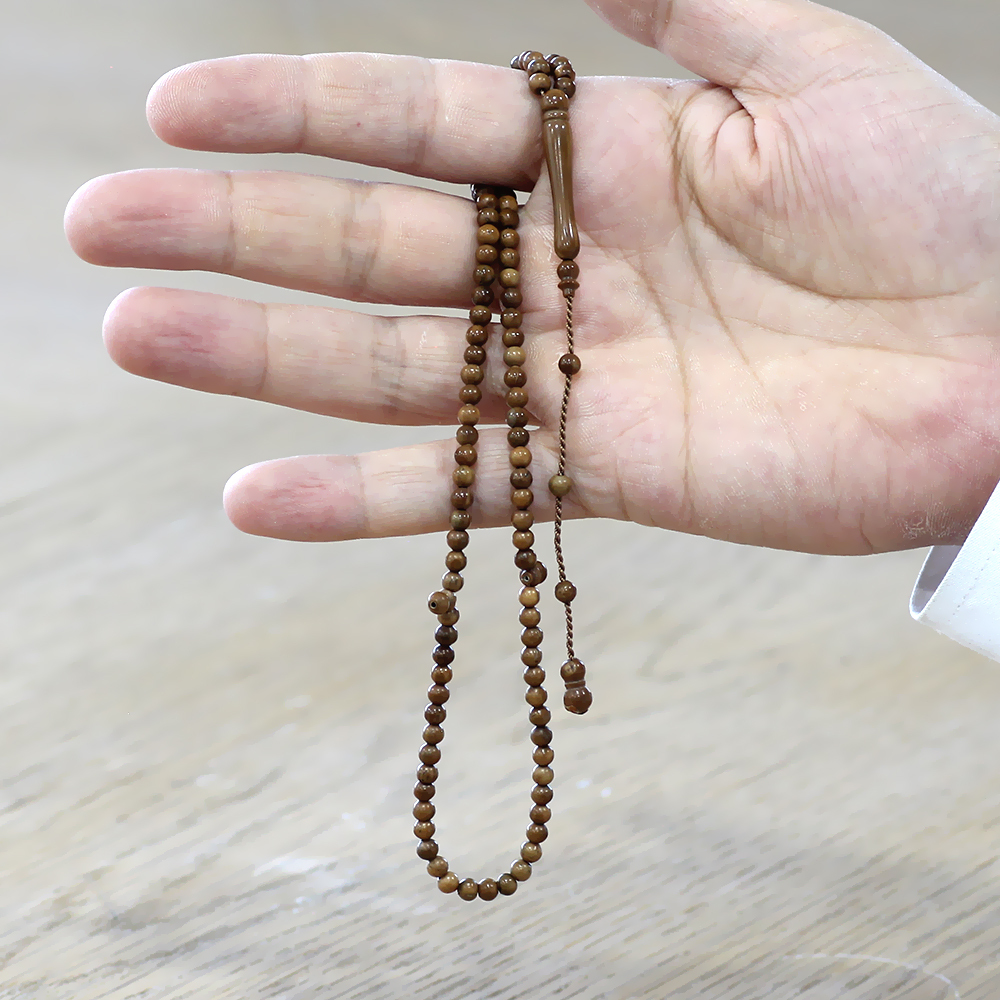 Sistemli Küre Kesim Mini Boy Kahverengi 99 Taneli Kuka Namaz Tesbihi - 3