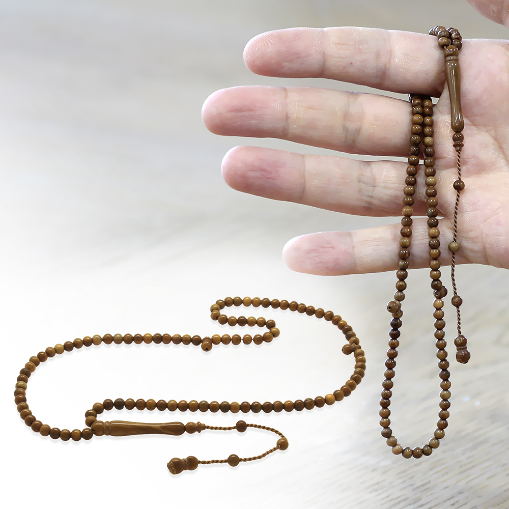 Sistemli Küre Kesim Mini Boy Kahverengi 99 Taneli Kuka Namaz Tesbihi - 1