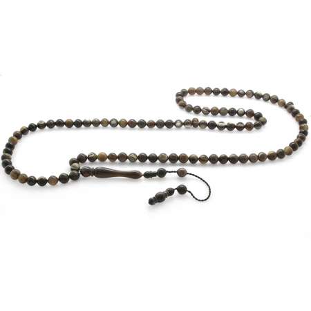 Sistemli Küre Kesim Naturel Renk 99 Taneli Bufalo Boynuzu Namaz Tesbihi - Tesbihane