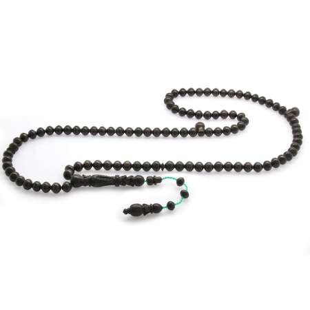 Sistemli Lale Tasarım İmame İşçilikli İstanbul Kesim Abanoz Ağacı 99 Taneli Namaz Tesbihi - Tesbihane